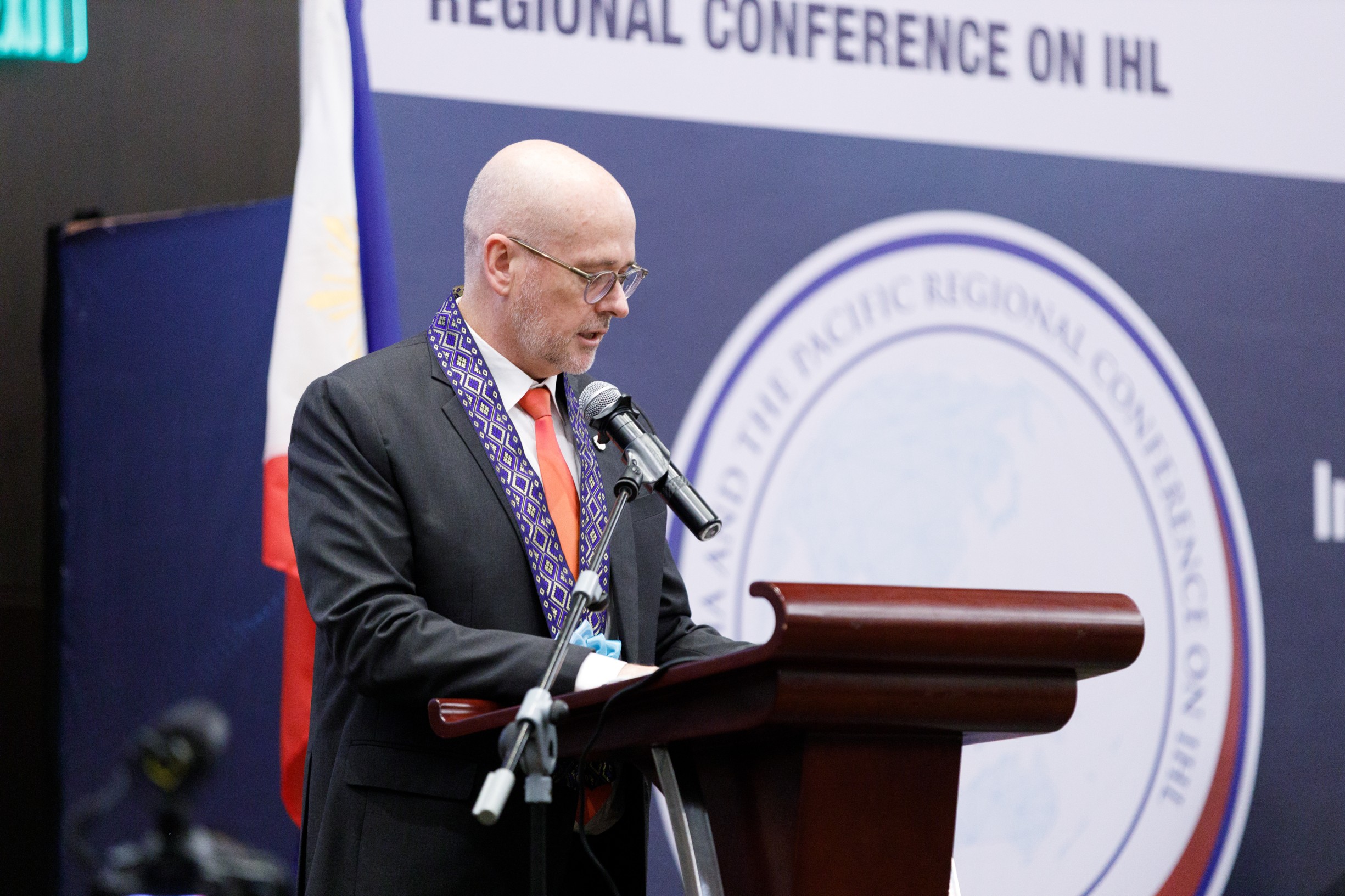 “In an era where we are confronted with more than 130 active armed conflicts worldwide around the globe, both international and non-international, adherence to the rules of war is a humanitarian imperative,” said Johannes Bruwer, Head of Delegation of ICRC in the Philippines, in his opening remarks during the conference. Photo: Alex Ruelo/ICRC