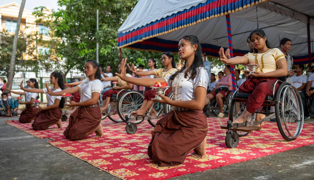 A dance performance in celebration of the ICRC physical rehabilitation centre in Battambang, Cambodia.