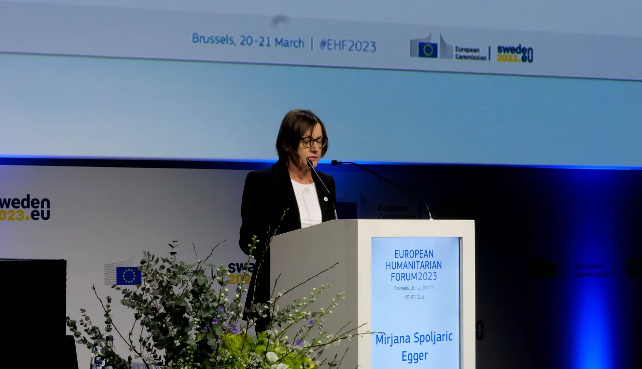 Mirjana Spoljaric, President of the ICRC, addresses the European Humanitarian Forum 2023.