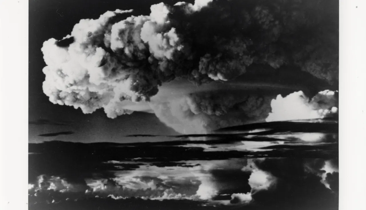 The explosion of the hydrogen bomb in World War II.