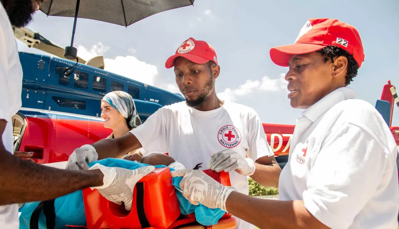 Ambulance workers in Haiti