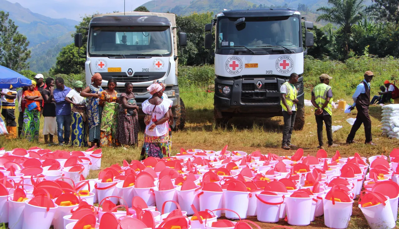 Photo d'une distribution d'assistance du CICR au Sud-Kivu, RD Congo Photo d'une distribution d'assistance du CICR au Sud-Kivu, RD Congo