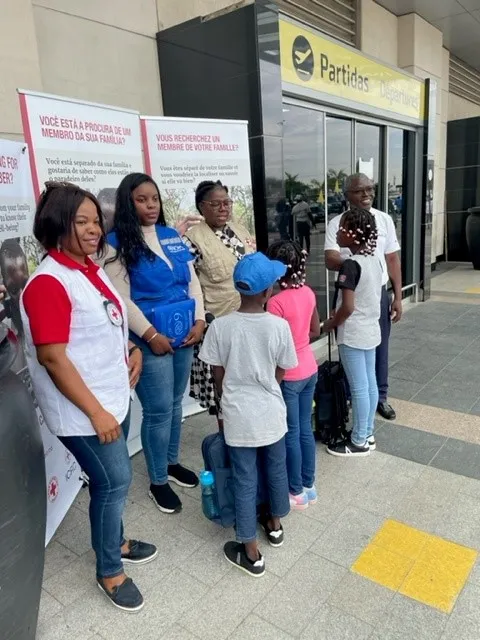 ICRC PFL staff at the airport with the Angola Red Cross Society Secretary General at the Airport
