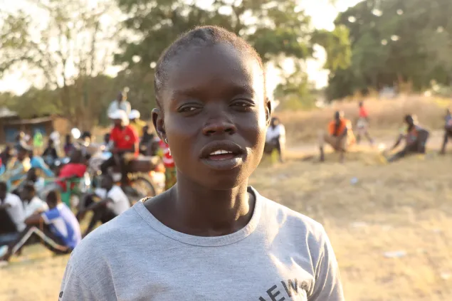 Winnie Victoria speaking to the ICRC.