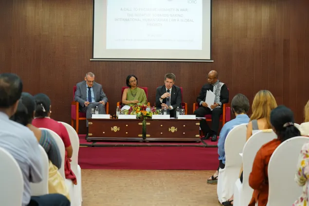 The ICRC, in collaboration with the Bandaranaike International Diplomatic Training Institute (BIDTI), organized a panel discussion titled “A call to preserve humanity in war: the initiative towards making IHL a global priority” in July 2025, in Colombo. 