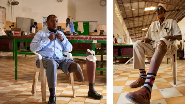 Physical rehabilitation patients with prosthetics fitted at the centres in Somalia.