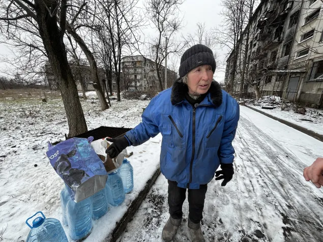Vera is one of 80 residents who remain in the town of Krasnohorivka in Donetsk.  