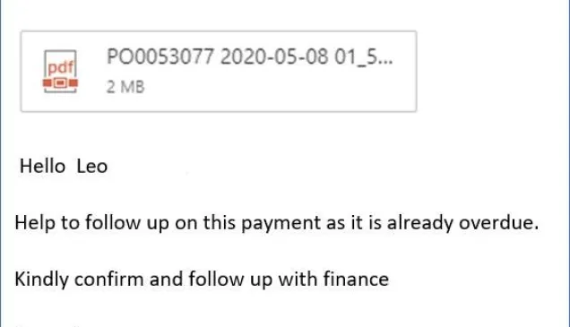 bogus example to follow up payment