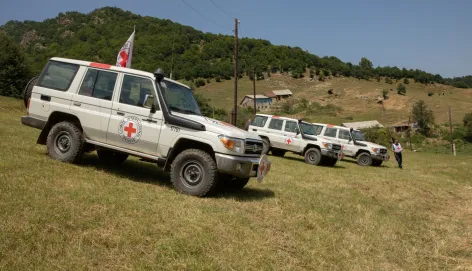 ICRC cars in the field