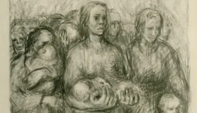 Drawing of women detainees during the Second World War, Melita Lovrencic, 1942.