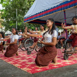 A dance performance in celebration of the ICRC physical rehabilitation centre in Battambang, Cambodia.