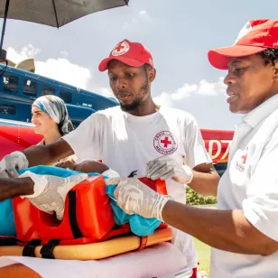 Ambulance workers in Haiti