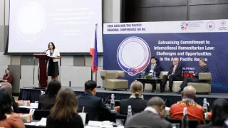 Philippines DFA Assistant Secretary Maria Teresa Almojuela (left) during her opening remarks Philippines DFA Assistant Secretary Maria Teresa Almojuela (left) during her opening remarks