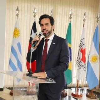 Brasília. The Head of the ICRC regional delegation gives a speech for the launching event of the 2021 humanitarian balance sheet.