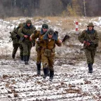 Field exercise during a course on international humanitarian law in Russia.