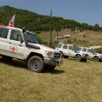 ICRC cars in the field