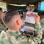 Colombia, armed forces receiving an ICRC course on IHL. 