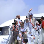 Yemeni Ex Detainees arriving to the airport