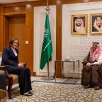 President Spoljaric with HH Prince Faisal bin Farhan bin Abdullah Al Saud, Minister of Foreign Affairs for the Kingdom of Saudi Arabia President Spoljaric with HH Prince Faisal bin Farhan bin Abdullah Al Saud, Minister of Foreign Affairs for the Kingdom of Saudi Arabia