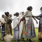 Tigray. An ICRC staff screens conflict affected children and woman for malnutrition.  Tigray. An ICRC staff screens conflict affected children and woman for malnutrition.
