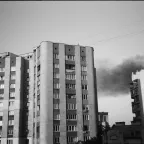 Smoke in Kyiv after a night of strikes. Smoke in Kyiv after a night of strikes.