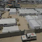 Aerial shot of Red Cross Field Hospital in Rafa, Gaza Strip