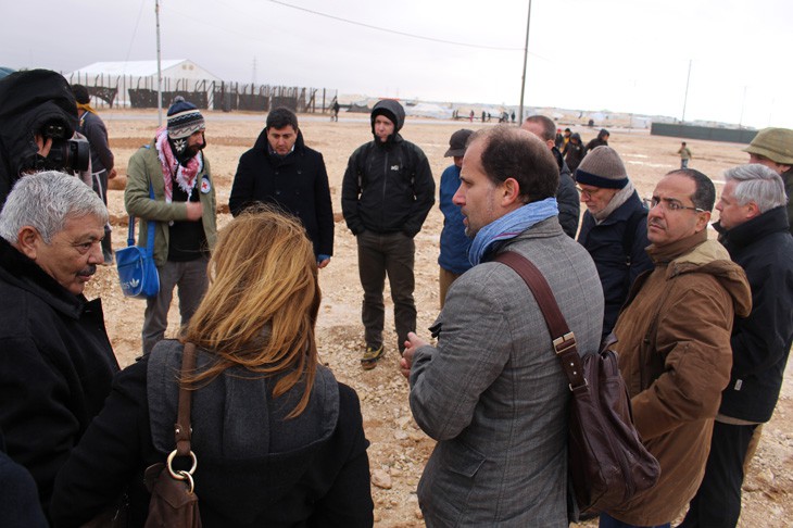 Zaatari refugee camp, Jordan.  As they visit the camp, CSG members experience a little of the cold that the refugees face daily.