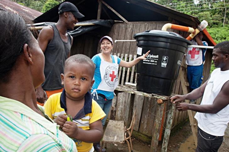 One of the 103 water tanks that the ICRC supplied to the village of Tamaje, Colombia