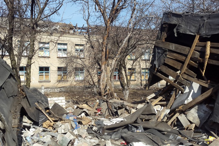 Novotoshkivka, Lugansk region, Ukraine. Houses and social facilities destroyed in the fighting.