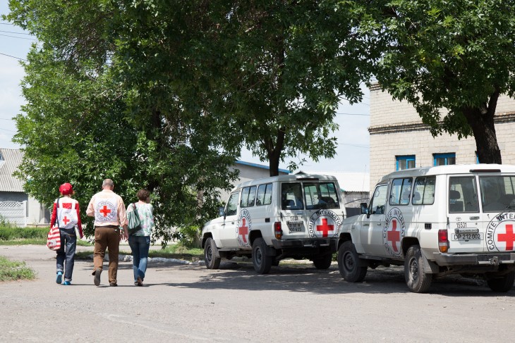 The ICRC team on the move. 